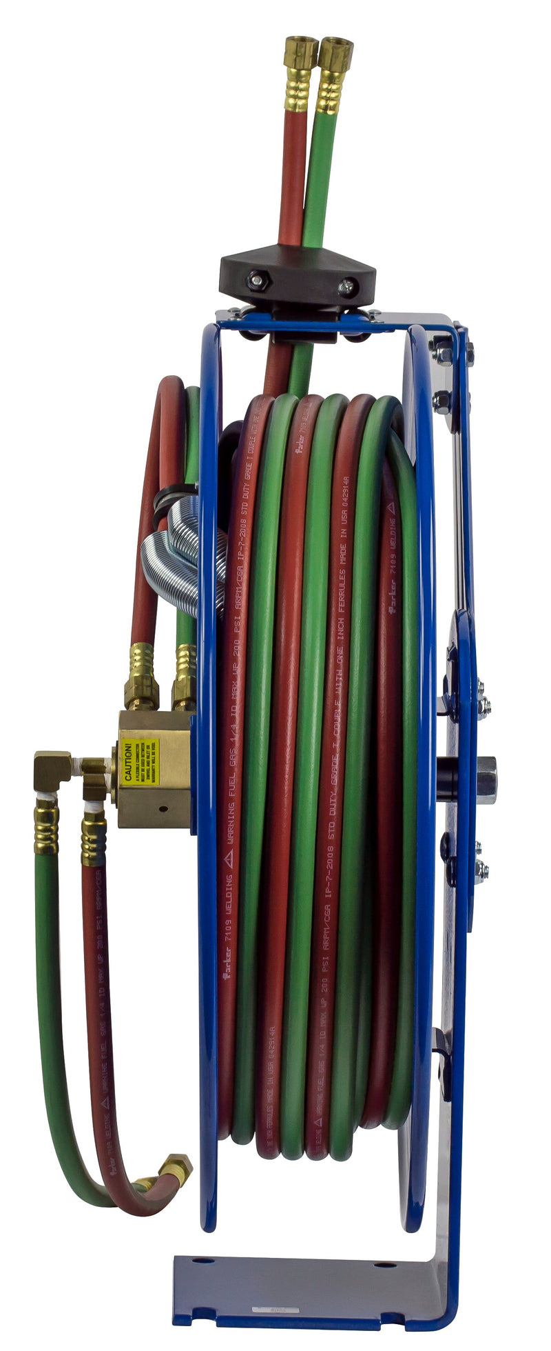 SHWL-N-150 by Coxreels | SHW Series | 200 PSI Dual Hose Spring Driven Hose Reel for Oxy-Acetylene Welding | 1/4" Hose ID, 1/4" FNPT Inlet | Steel | 50ft Capacity, Hose Not Included