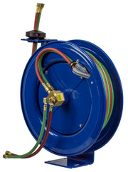 SHW-N-175 by Coxreels | SHW Series | 200 PSI Dual Hose Spring Driven Hose Reel for Oxy-Acetylene Welding | 1/4" Hose ID, 1/4" FNPT Inlet x 1/4" MNPT Hose End | Steel | 75ft EPDM Hose Included