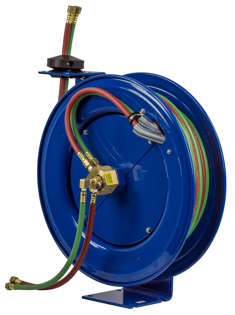 SHW-N-160 by Coxreels | SHW Series | 200 PSI Dual Hose Spring Driven Hose Reel for Oxy-Acetylene Welding | 1/4" Hose ID, 1/4" FNPT Inlet x 1/4" MNPT Hose End | Steel | 60ft EPDM Hose Included