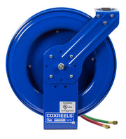 SHWTL-N-1100 by Coxreels | SHW Series | 200 PSI Dual Hose Spring Driven Hose Reel for Oxy-Fuel Welding (T-Grade) | 1/4" Hose ID, 1/4" FNPT Inlet | Steel | 100ft Capacity, Hose Not Included