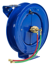 SHWTL-N-175 by Coxreels | SHW Series | 200 PSI Dual Hose Spring Driven Hose Reel for Oxy-Fuel Welding (T-Grade) | 1/4" Hose ID, 1/4" FNPT Inlet | Steel | 75ft Capacity, Hose Not Included