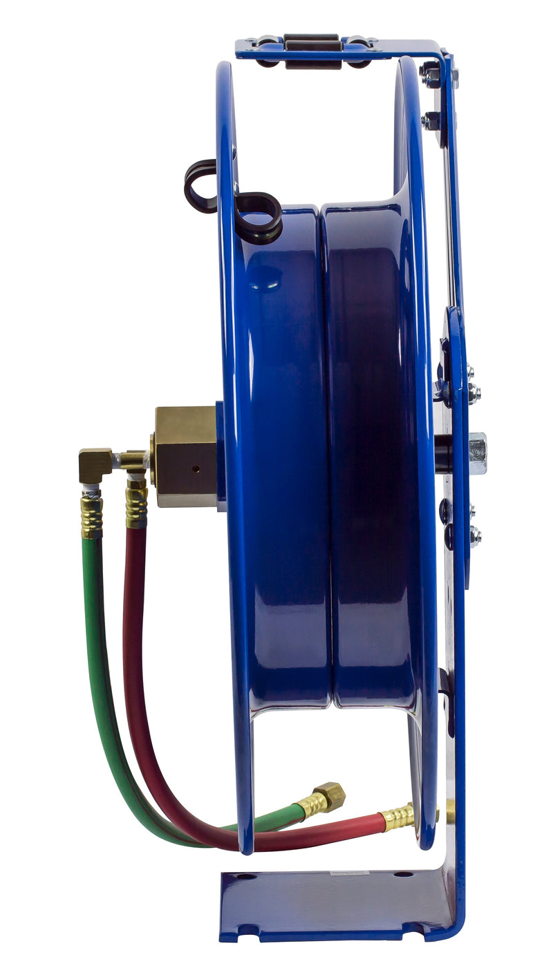 SHWL-N-175 by Coxreels | SHW Series | 200 PSI Dual Hose Spring Driven Hose Reel for Oxy-Acetylene Welding | 1/4" Hose ID, 1/4" FNPT Inlet | Steel | 75ft Capacity, Hose Not Included