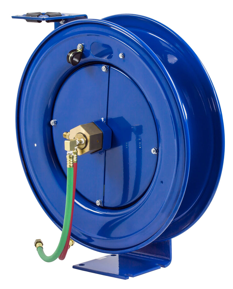 SHWL-N-175 by Coxreels | SHW Series | 200 PSI Dual Hose Spring Driven Hose Reel for Oxy-Acetylene Welding | 1/4" Hose ID, 1/4" FNPT Inlet | Steel | 75ft Capacity, Hose Not Included
