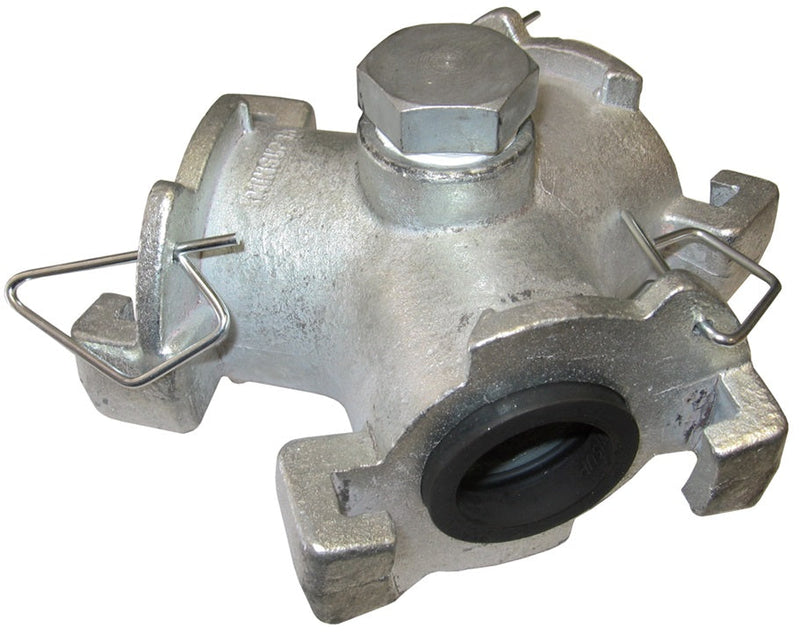 SL10 Sure-Lock® by Dixon Valve | Pneumatic Fitting | Three Way Connector | Medium Head | Chicago Style | 1-1/2" to 2" Size | Iron