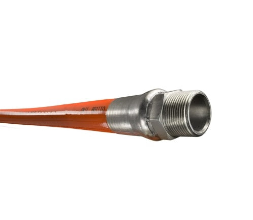 SLSPOR-MM12X500 Piranha® by Kuriyama | SLSPOR Series | Slither® Sewer Cleaning Hose Assembly | 2500 PSI | 3/4" ID | 1.18" OD | 3/4" Male NPTF x 3/4" Male NPTF | Orange | 500ft Length
