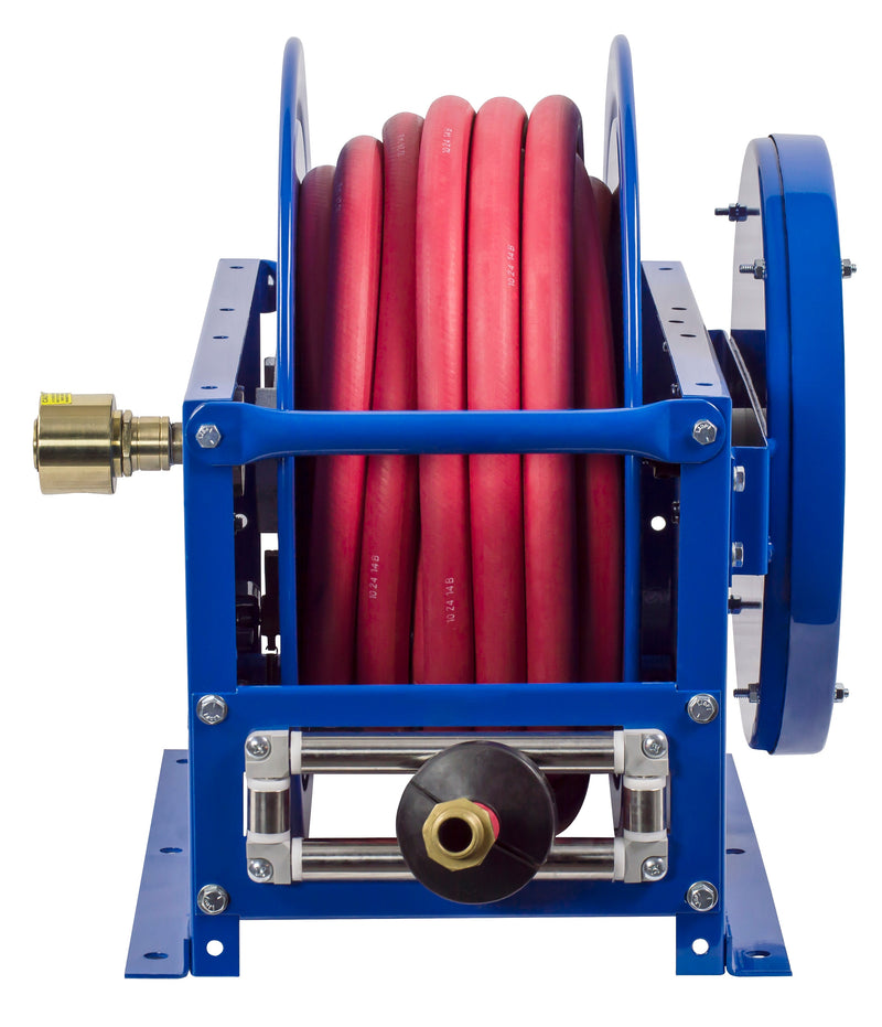 SLPF-675 by Coxreels | SP-Fuel Series | 300 PSI Spring Driven Hose Reel for Fuel | 1" Hose ID, 1" FNPT Inlet x 1" MNPT Hose End | Steel | 75ft Nitrile Rubber Hose Included