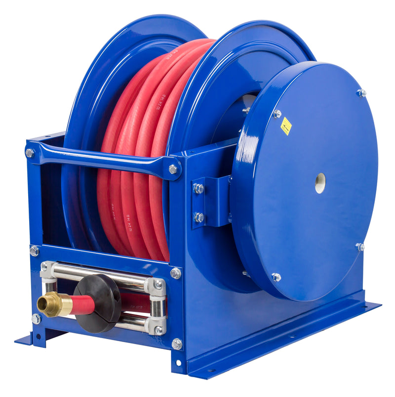 SLPF-5100 by Coxreels | SP-Fuel Series | 300 PSI Spring Driven Hose Reel for Fuel | 3/4" Hose ID, 3/4" FNPT Inlet x 3/4" MNPT Hose End | Steel | 100ft PVC Hose Included