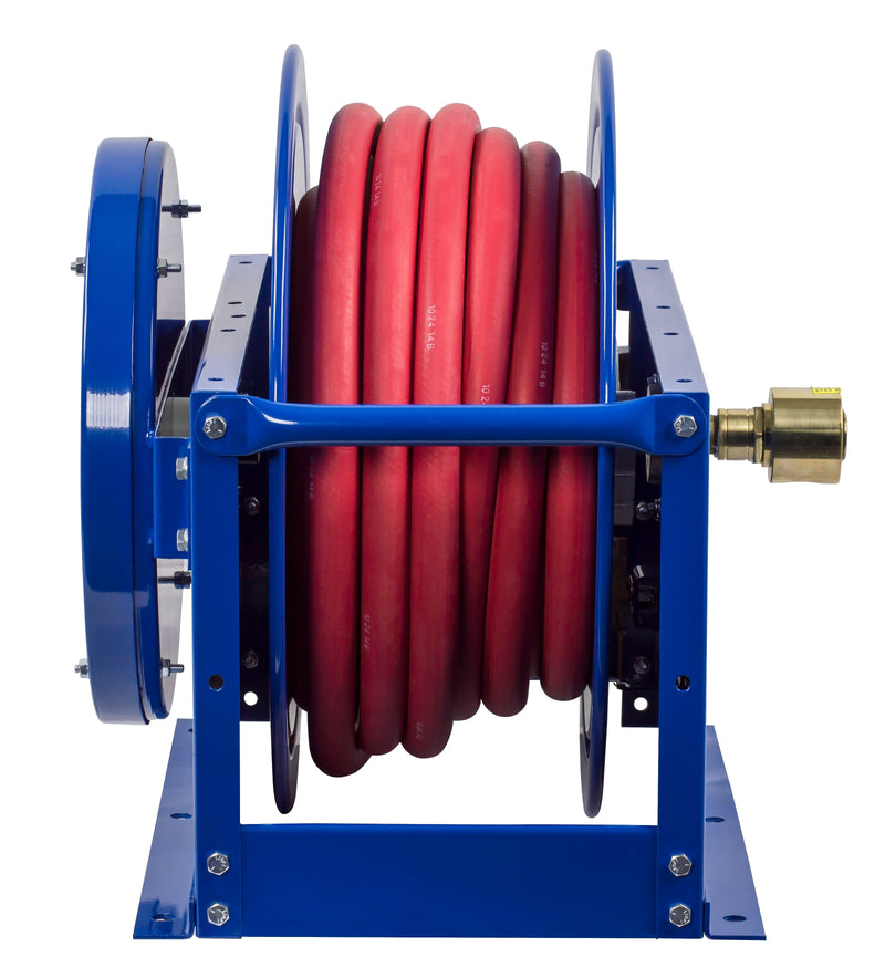 SLPF-575 by Coxreels | SP-Fuel Series | 300 PSI Spring Driven Hose Reel for Fuel | 3/4" Hose ID, 3/4" FNPT Inlet x 3/4" MNPT Hose End | Steel | 75ft PVC Hose Included
