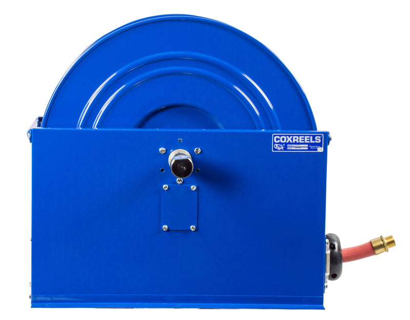 SLP-5100 by Coxreels | SP Series | 300 PSI Spring Driven Hose Reel | 3/4" Hose ID, 3/4" FNPT Inlet x 3/4" MNPT Hose End | Steel | 100ft PVC Hose Included