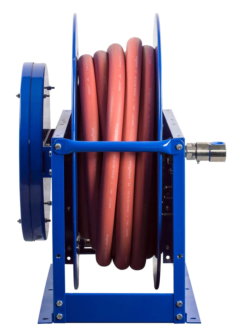 SLP-675 by Coxreels | SP Series | 300 PSI Spring Driven Hose Reel | 1" Hose ID, 1" FNPT Inlet x 1" MNPT Hose End | Steel | 75ft PVC Hose Included