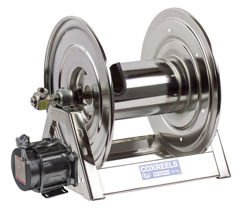 1125-4-100-EA-SS by Coxreels | 1125-SS Series | 3,000 PSI Motor Driven Hose Reel | 115V AC 1/2 HP Explosion Proof Electric Motor | 1/2" Hose ID, 1/2" FNPT Inlet | Stainless Steel | 100ft Capacity, Hose Not Included