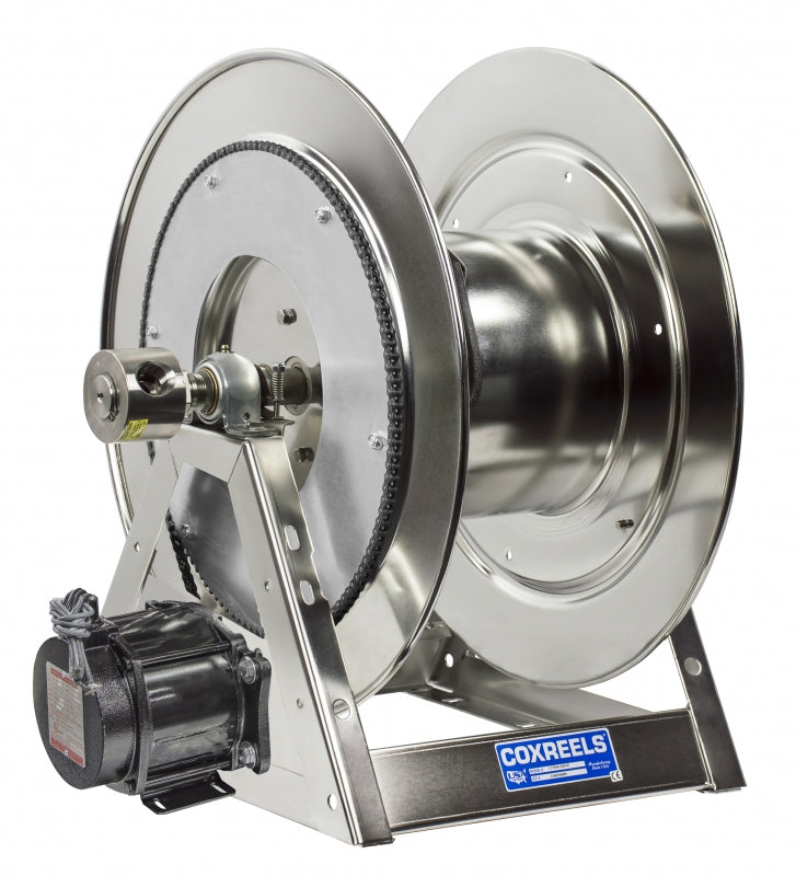 1175-6-100-A-SP by Coxreels | 1175-SS Series | 3,000 PSI Motor Driven Hose Reel | #4 Gast Air Motor | 1" Hose ID, 1" FNPT Inlet | Stainless Steel | 100ft Capacity, Hose Not Included
