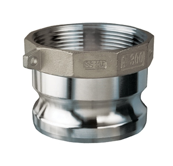 SS-A050 by Kuriyama | SS-A Series | Part A | Cam & Groove Adapter | 1/2" Adapter x 1/2" Female NPT | 316 Stainless Steel