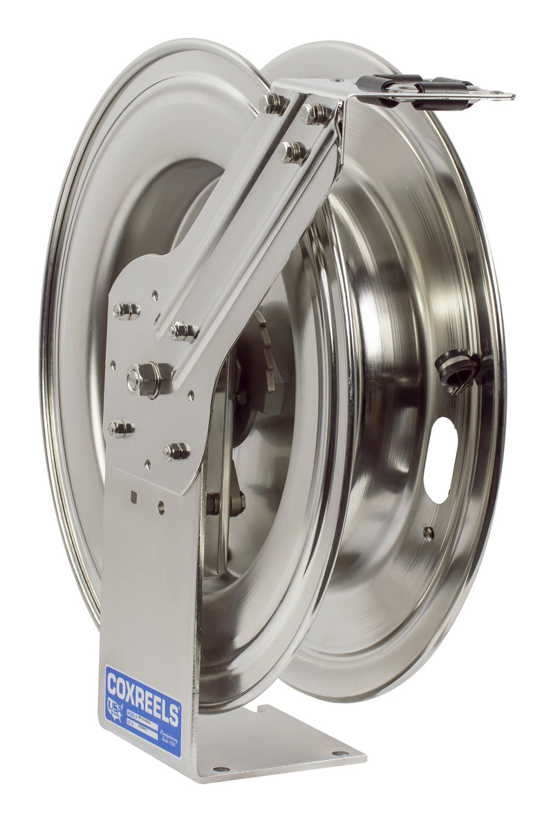 MPL-N-350-SS by Coxreels | MP-SS Series | 3,000 PSI Spring Driven Hose Reel | 3/8" Hose ID, 3/8" FNPT Inlet | Stainless Steel | 50ft Capacity, Hose Not Included