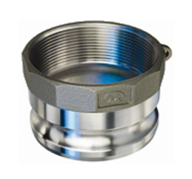 SS304-A150 by Kuriyama | SS304-A Series | Part A | Cam & Groove Adapter | 1-1/2" Adapter x 1-1/2" Female NPT | 304 Stainless Steel