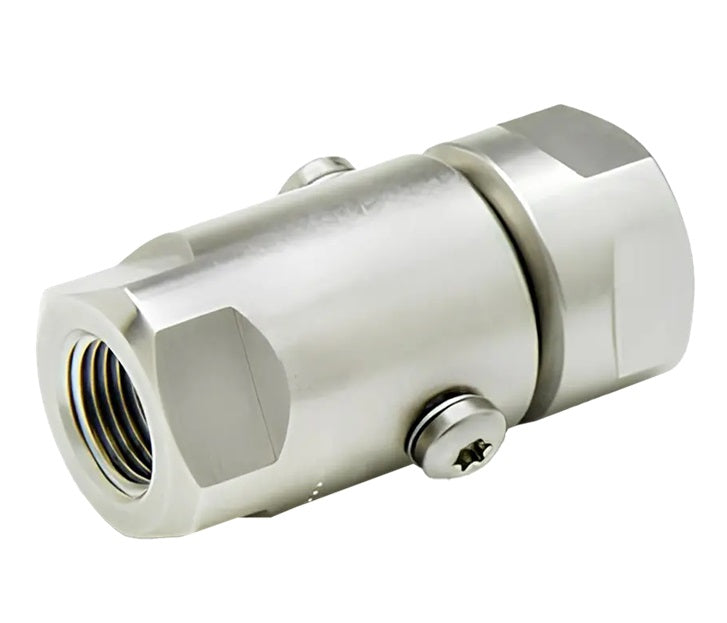 SS8HPFP38XFP38-NI-90V by Super Swivel | 13039-NI-90V | High Pressure | 3/8-18 Female Pipe NPTF x 3/8-18 Female Pipe NPTF | 0.437" Through Hole | Straight | Electroless Nickel | Viton Seal