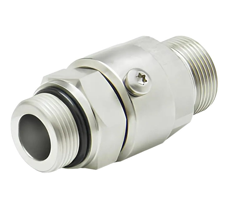 SS8MO8XMFS8-NI-ETP by Super Swivel | 2515-NI-ETP | 3/4-16 Male O-Ring ORB x 13/16-16 Male Face Seal MFS | 0.390" Through Hole | Straight | Electroless Nickel | Extreme Viton® Seal