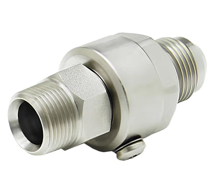 SS4MP38XMJ6-Z-AL by Super Swivel | 1881-Z-AL | 3/8-18 Male Pipe NPTF x 9/16-18 Male 37° JIC | 0.250" Through Hole | Straight | Zinc | AFLAS Seal