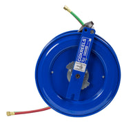 SL17WTL-150 by Coxreels | SW Series | 200 PSI Dual Hose Left Side Mount Spring Driven Hose Reel for Oxy-Fuel Welding (T-Grade) | 1/4" Hose ID, 1/4" FNPT Inlet | Steel | 50ft Capacity, Hose Not Included