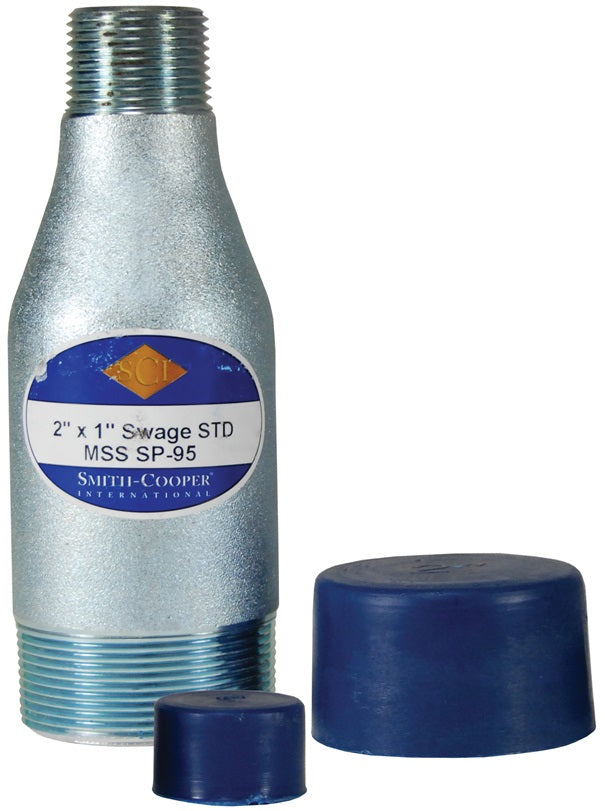 SW40-250150 by Dixon Valve | Threaded Concentric Reducer Nipple | Schedule 40 | 2-1/2" Male NPT x 1-1/2" Male NPT | 7" Length | Zinc Plated