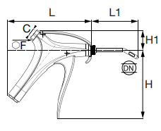 0657 66 13 by Parker | Safety Progressive Control Blowgun | 1/4" BSPP Thread x M12x1.25 Thread | 20 mm Hex | Glass-Reinforced Nylon