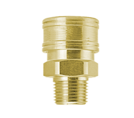 B-VHC4-4M-B Breco by Foster | FH Series | Two Way Valved Sockets | Quick Disconnect | 1/4" Male NPT Thread | Straight | Brass