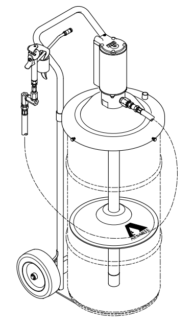 9951-S1 by Alemite | Grease Pump | Pneumatic Ram - Portable | Drum Size: 120 Lb. Bulk | Material Outlet: 3/8" Female NPTF