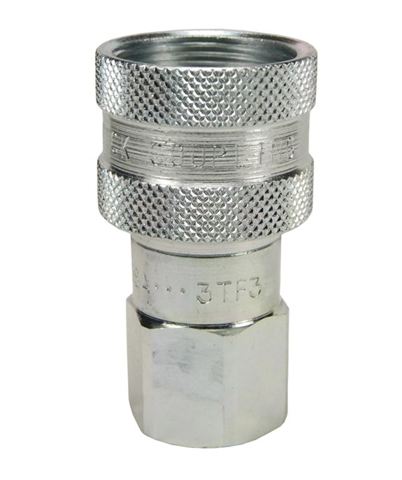 3TF3 by Dixon Valve | Hydraulic Quick Disconnect Coupling | T-Series | 3/8" Female NPTF x 3/8" 10K Threaded Ball | Socket | Nitrile Seal | Steel