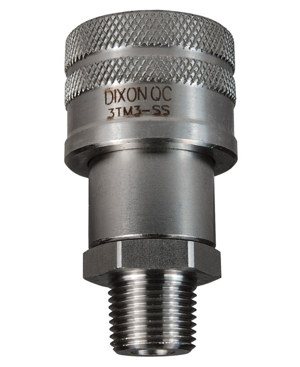 3TM3-SS by Dixon Valve | Hydraulic Quick Disconnect Coupling | T-Series | 3/8" Male NPTF x 3/8" 10K Threaded Ball | Socket | Nitrile Seal | 316 Stainless Steel