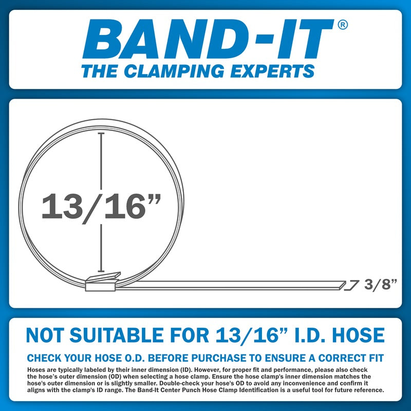 T30069-CP0399-20 by Band-It | Center Punch Clamps & Installation Tool Kit | 0.8125" ID | 3/8" Width | 0.025" Thickness | Galvanized Carbon Steel | 20/Box