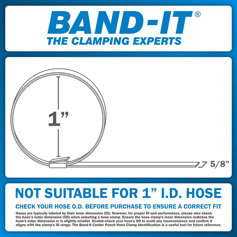 T30069-CP0499-20 by Band-It | Center Punch Clamps & Installation Tool Kit | 1" ID | 5/8" Width | 0.025" Thickness | Galvanized Carbon Steel | 20/Box