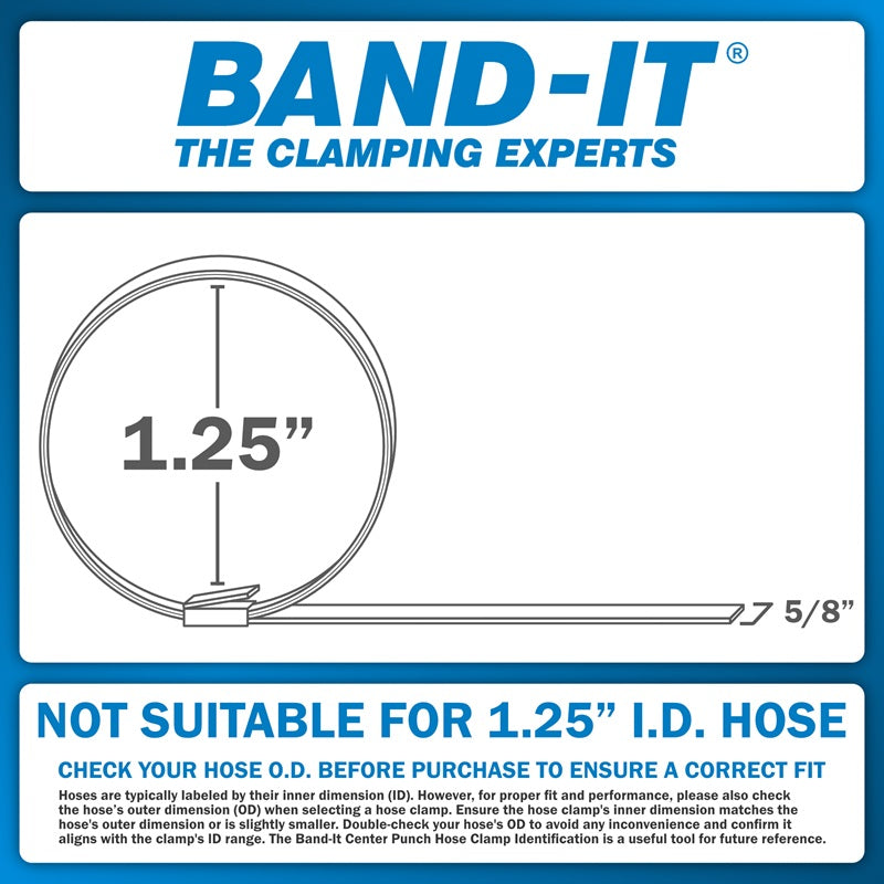CP0599-20 by Band-It | Center Punch Clamp | 1.25" ID | 5/8" Width | 0.025" Thickness | Galvanized Carbon Steel | 20/Box