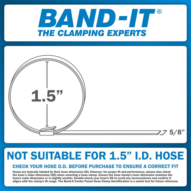 CP0699-20 by Band-It | Center Punch Clamp | 1.5" ID | 5/8" Width | 0.025" Thickness | Galvanized Carbon Steel | 20/Box