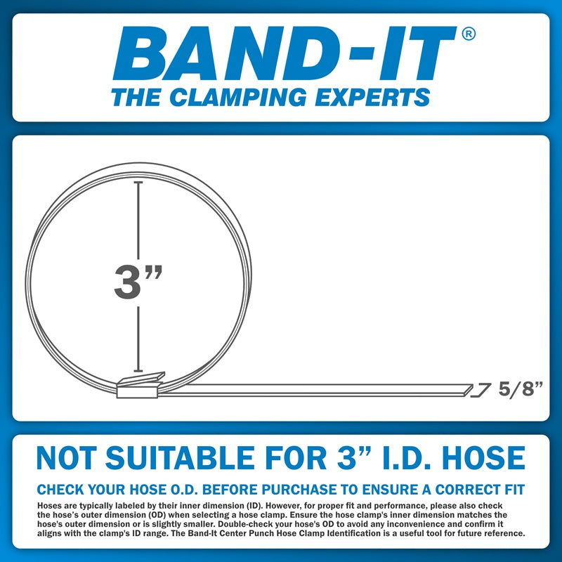 T30069-CP1299-10 by Band-It | Center Punch Clamps & Installation Tool Kit | 3" ID | 5/8" Width | 0.025" Thickness | Galvanized Carbon Steel | 10/Box