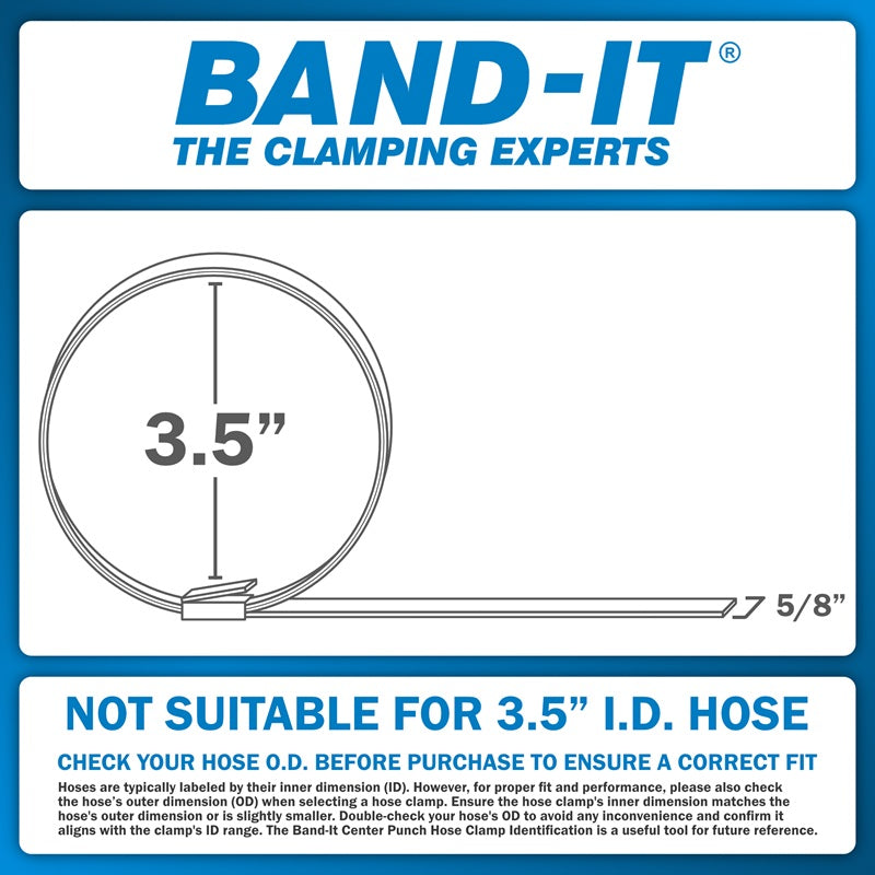 CP1499-10 by Band-It | Center Punch Clamp | 3.5" ID | 5/8" Width | 0.025" Thickness | Galvanized Carbon Steel | 10/Box