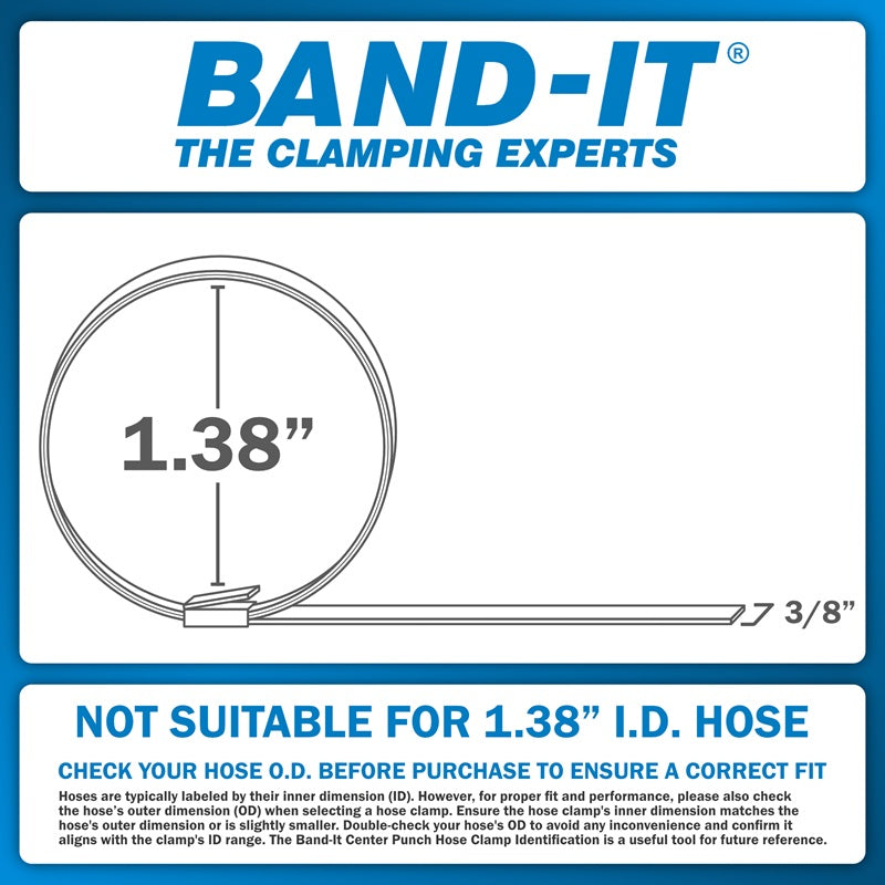 CP3119-20 by Band-It | Center Punch Clamp | 1.375" ID | 3/8" Width | 0.025" Thickness | Galvanized Carbon Steel | 20/Box