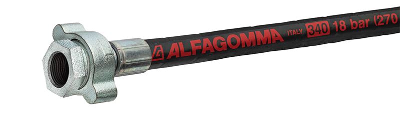 T340AA050MPMPX50 Alfagomma by Kuriyama | T340AA Series | Steam Hose Assembly | 1/2" ID | 1/2" Male NPT x 1/2" Male NPT | 270 PSI | Black | 50ft Length 