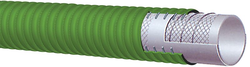 T714LG800X20 Alfagomma by Kuriyama | T714LG Series | FDA Corrugated Dry Food Material Handling Hose | 8" ID | 8.94" OD | 75 PSI | Green | 20ft Length