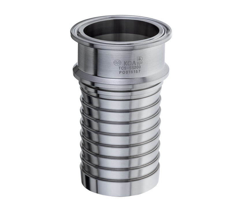 TCS-SS250 by Kuriyama | TCS-SS Series | Sanitary Tri-Clamp Crimp Hose Fitting | 2-1/2" Tri Clamp End x 2-1/2" Hose Barb | 316 Stainless Steel