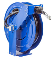 TDMP-N-450 by Coxreels | TDMP Series | 2,500 PSI Dual Hose Spring Driven Hose Reel for Hydraulic Oil | 1/2" Hose ID, 1/2" FNPT Inlet x 1/2" MNPT Hose End | Steel | 50ft Synthetic Rubber Hose Included