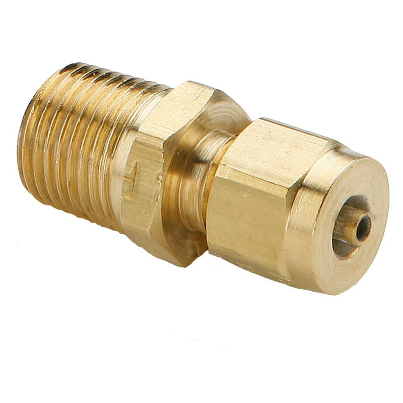 68TF-5/32-1 by Parker | Transmission Fitting | 5/32" Tube Size Connector x 1/16" Male Pipe Thread | 11/32" Hex | .84" Length | Straight | Brass | Pack of 25