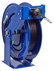 THP-N-175 by Coxreels | T Series | 5,000 PSI Spring Driven Hose Reel for Grease & Hydraulic Oil | 1/4" Hose ID, 1/4" FNPT Inlet x 1/4" MNPT Hose End | Steel | 75ft Rubber Hose Included