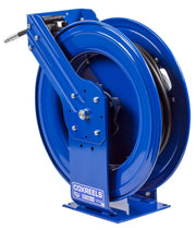 THP-N-375 by Coxreels | T Series | 4,000 PSI Spring Driven Hose Reel for Grease & Hydraulic Oil | 3/8" Hose ID, 3/8" FNPT Inlet x 3/8" MNPT Hose End | Steel | 75ft Rubber Hose Included