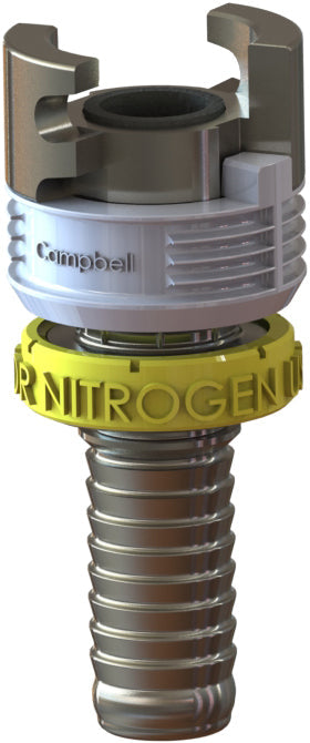 TLH-4N by Campbell Fittings | Double-Lock Coupling | for Nitrogen use only | 1/2" Hose Barb x 1/2" Hose Size | Straight | Plated Steel