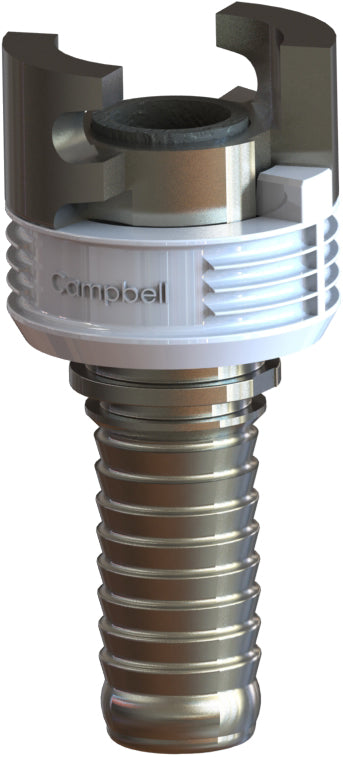 TLH-4L by Campbell Fittings | Double-Lock Coupling | Thor interchange | with Locking Sleeve | 1" Hose Barb x 1" Thor Interchange | Straight | Plated Steel