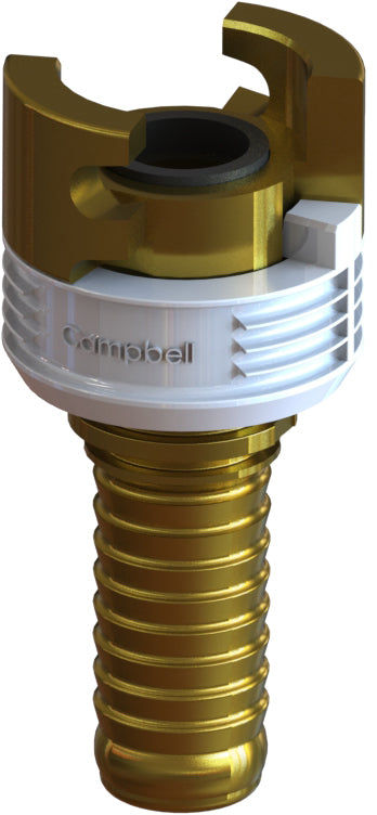 TLHB-3 by Campbell Fittings | Double-Lock Coupling | Thor interchange | 3/4" Hose Barb x 3/4" Thor Interchange | Straight | Brass