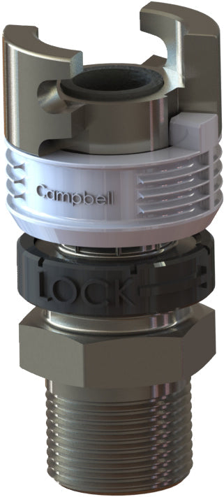 TLM-2L by Campbell Fittings | Double-Lock Coupling | Thor interchange | with Locking Sleeve | 1/2" Male NPT Thread x 1/2" Thor Interchange | Straight | Plated Steel