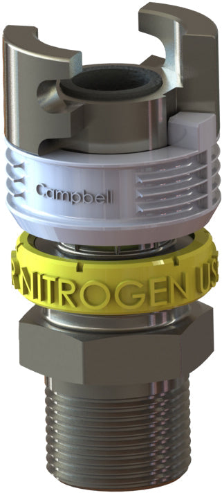 TLM-4N by Campbell Fittings | Double-Lock Coupling | for Nitrogen use only | 1/2" Male NPT Thread x 1/2" Hose Size | Straight | Plated Steel