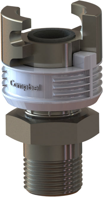TLMSS-3 by Campbell Fittings | Double-Lock Coupling | Thor interchange | 3/4" Male NPT Thread x 3/4" Thor Interchange | Straight | Stainless Steel