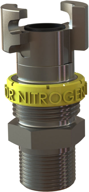 TM-2N by Campbell Fittings | Double-Lock Coupling | for Nitrogen use only & without locking sleeve | 1/2" Male NPT Thread x 1/2" Hose Size | Straight | Plated Steel